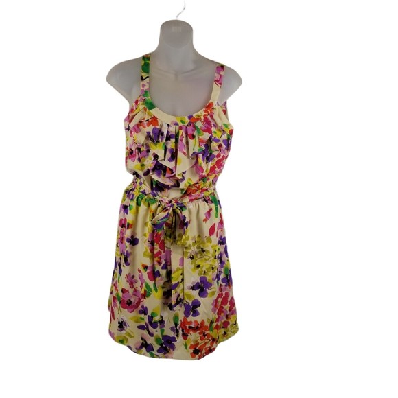 Express Dresses & Skirts - Express Dress Floral Knee Length Belted Sundress Womens Sz M  Ruffle Bib Pockets